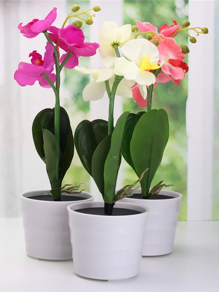 3LED Solar Powered Phalaenopsis Flower Stake Garden Yard Light Landscape Outdoor Decor