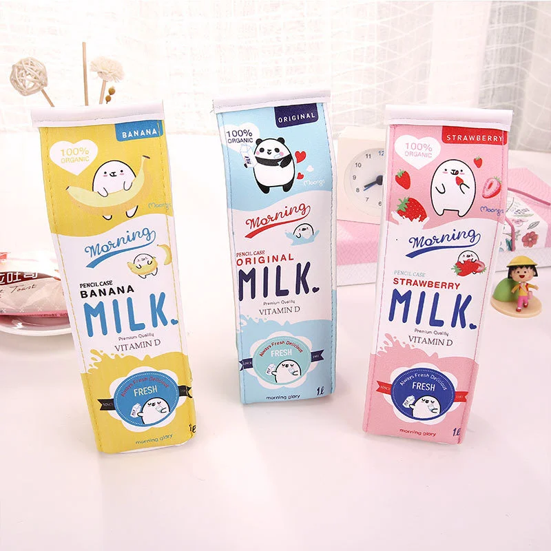 WAM PC-03 Milk Bottle Pencil Case PU Pen Storage Bag Pouch Office School Stationery Supplies