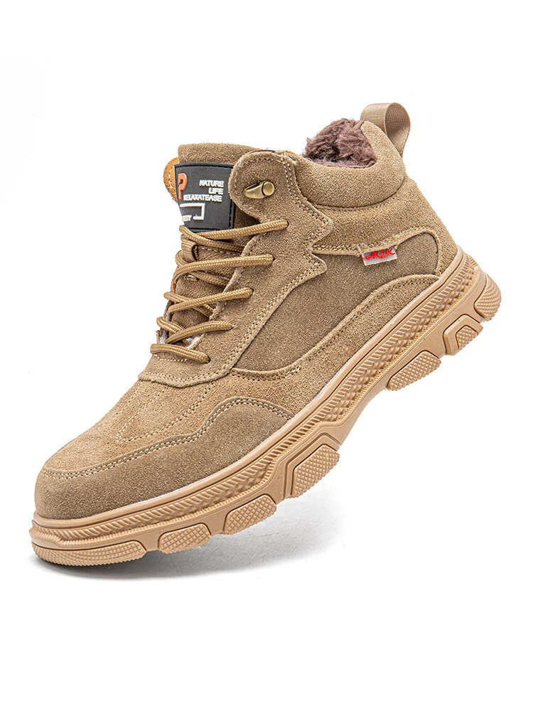 Men Suede Warm Lining Anti-smashing Wearable Casual Safety Boots