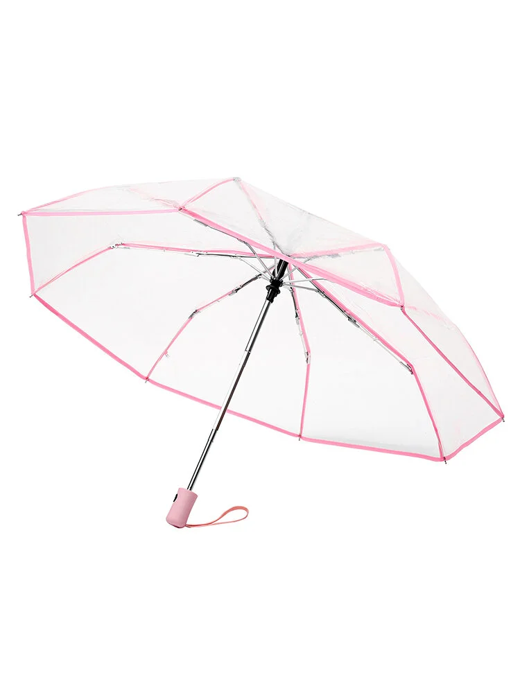 Automatic Open Close Folding Transparent Umbrella Compact Windproof Rain Gear