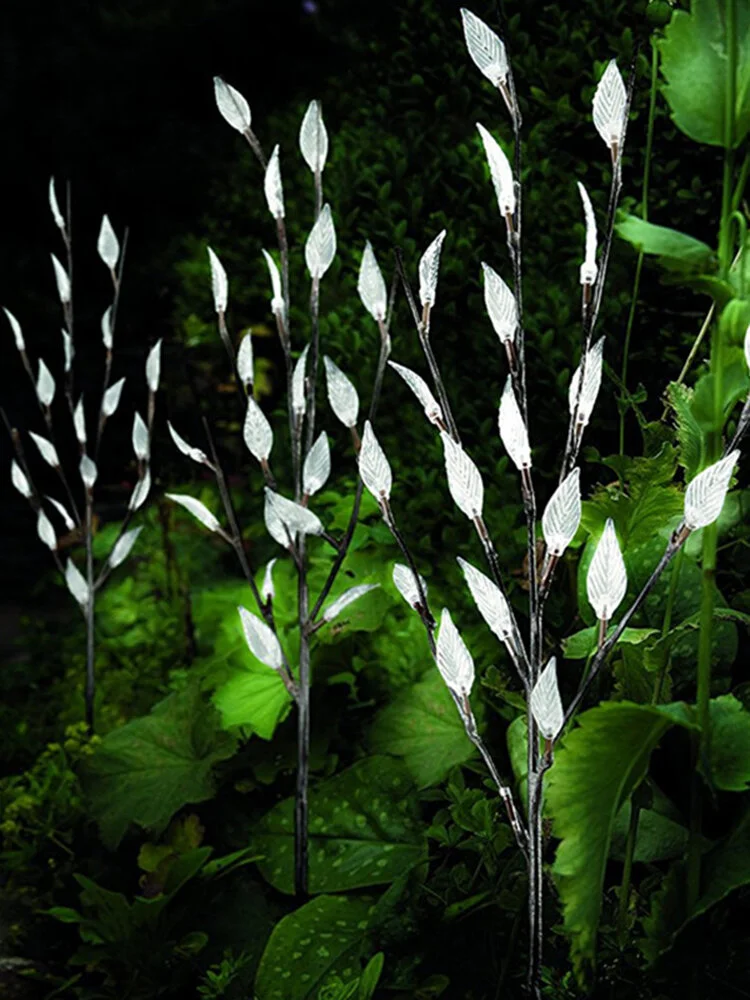 3PCS Solar Powered Tree Branch Leaf Pattern LED Garden Holiday Light Outdoor Path Waterproof