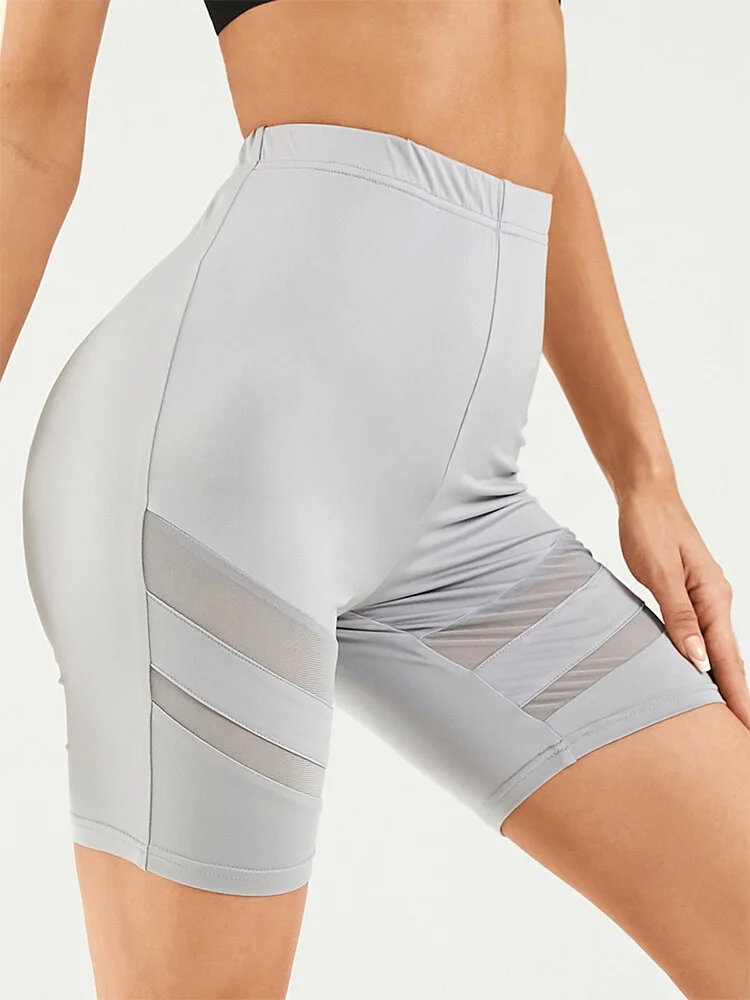 Tiktok Mesh Patched Stretch Sports Yoga Biker Shorts Leggings