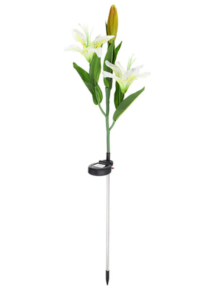 Solar Power Flower Garden Stake Landscape Lamp Outdoor Yard Lily Light