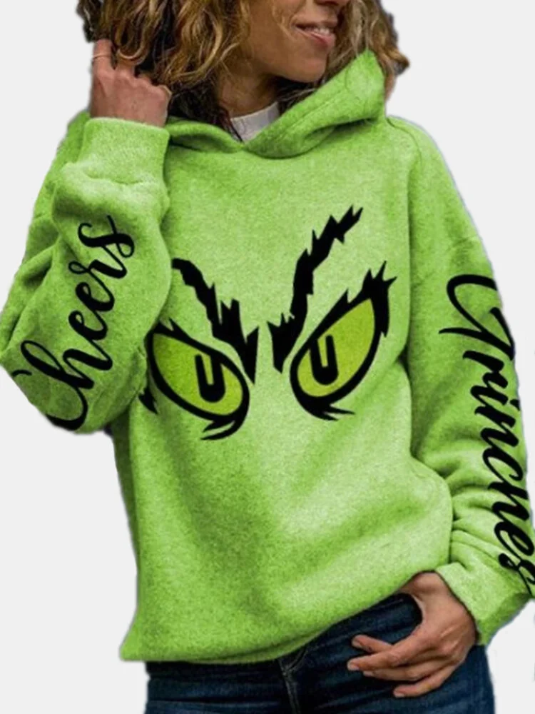 Cartoon Print Long Sleeves Casual Hoodies For Women