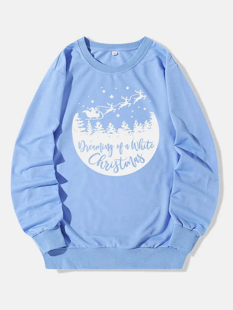 Christmas Printed Long Sleeve O-neck Sweatshirt For Women