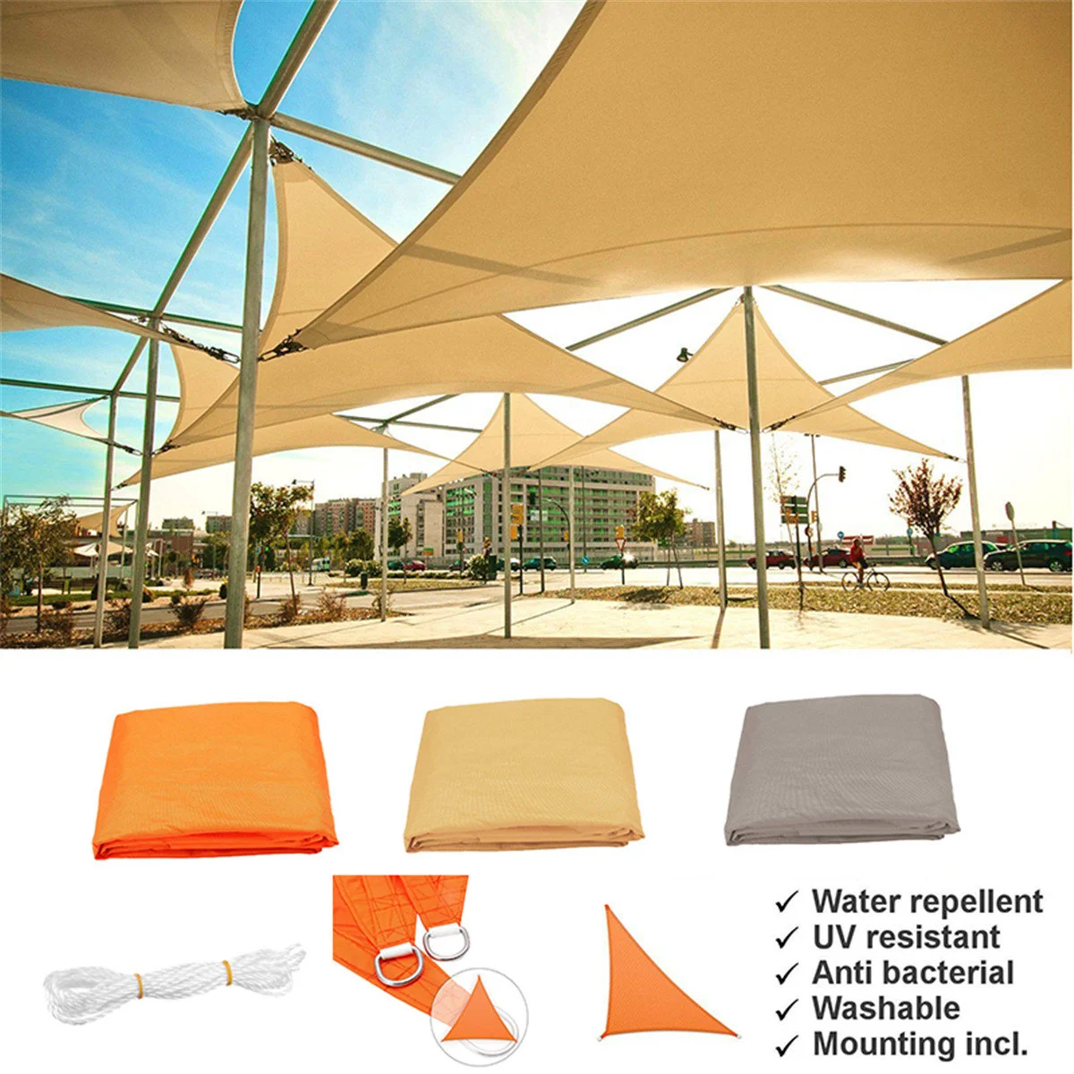 Sun Sail Shade Garden Canopy Sun Awing Cover Waterproof Patio Sunscreen Triangle