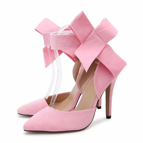 Sexy Butterfly Knot Removable Slim Pointed Toe High Heel Pumps