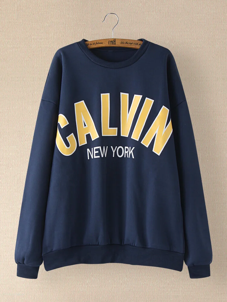 Letter Printed O-neck Long Sleeve Sweatshirt