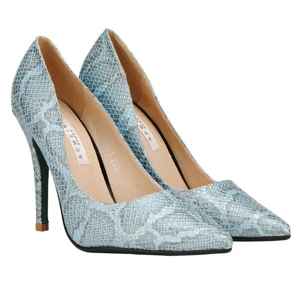 Women Pu Snake Pattern Pumps Sexy High Heel Shoes