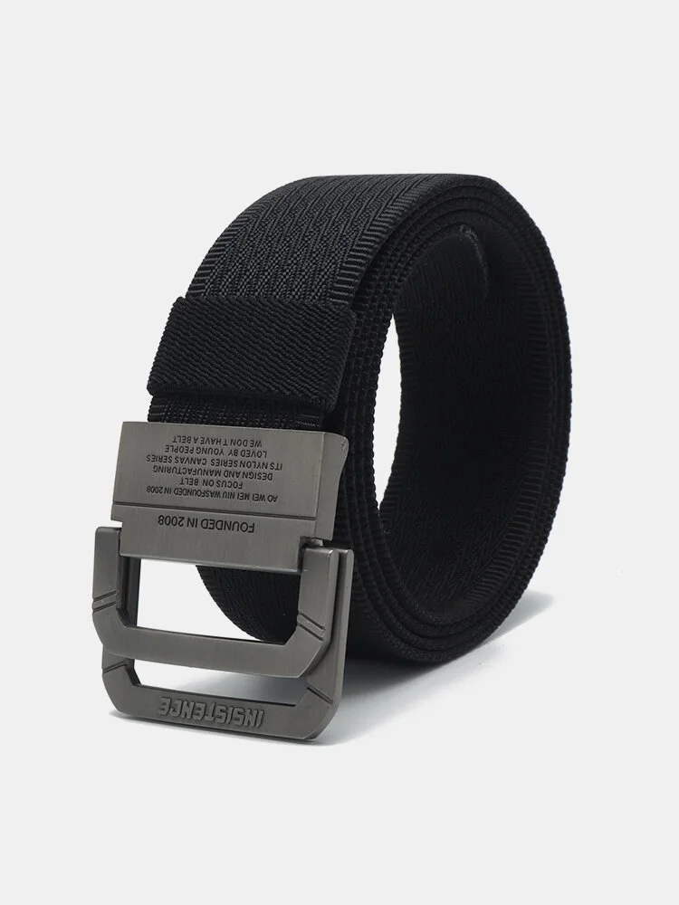 Men Vogue Belt Double Ring Buckle Nylon Canvas Belt Adjustable Long Weave Belt