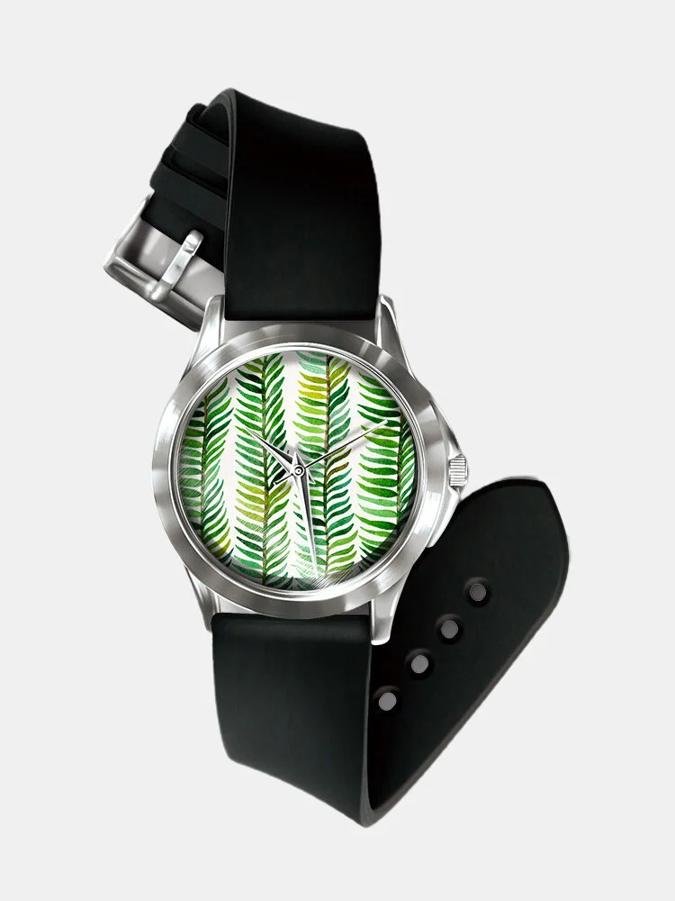 Casual Landscape Printed Men Watch Forest Leaves Flowers Pattern Women Quartz Watch