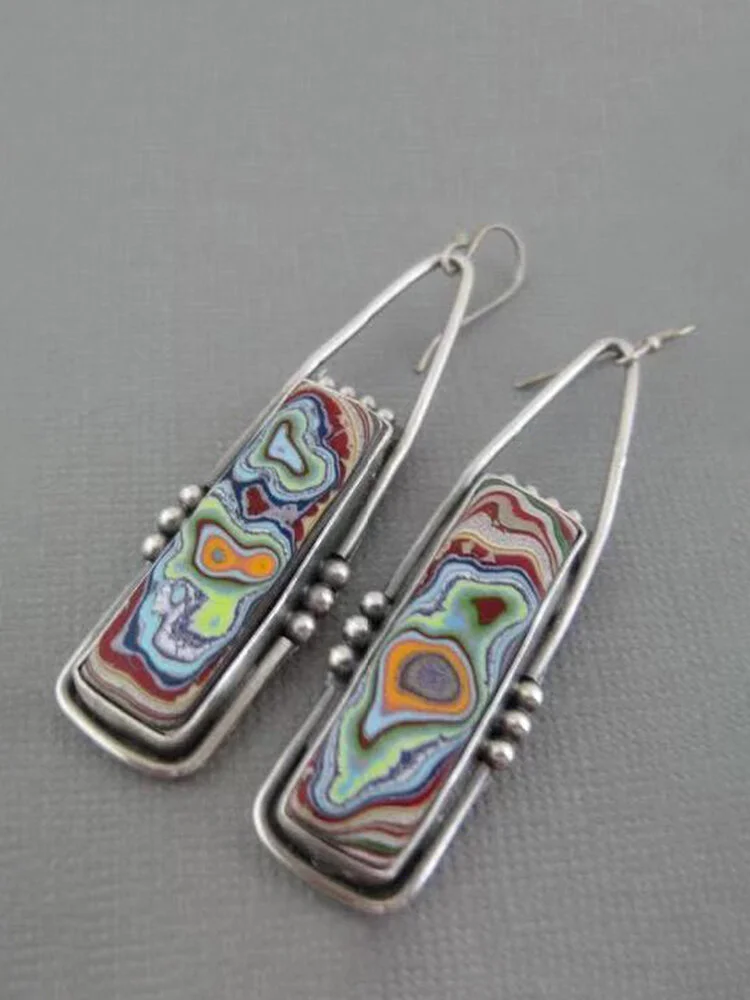 Vintage Colored Graffiti Women Pendant Earrings Jewelry Gift