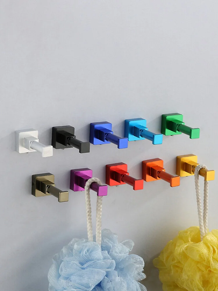 Square Colorful Wall Mounted Coats Hooks Single Robe Towels Hook Door Hangers