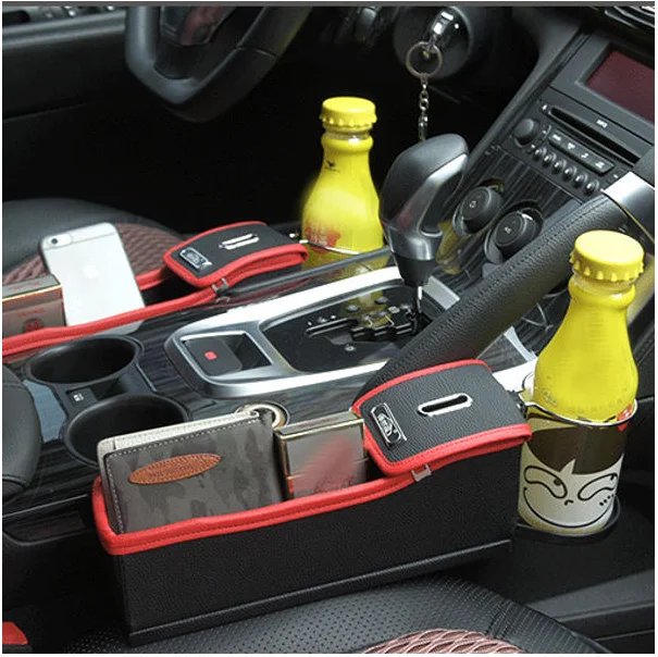 Car Seat Storage Box Gap Storage Bag Garbage Car Multi-Function Leather Water Cup Holder