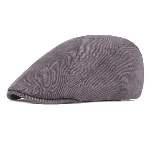 Men’s Corduroy Beret Forward Cap Warm Newsboy Hat