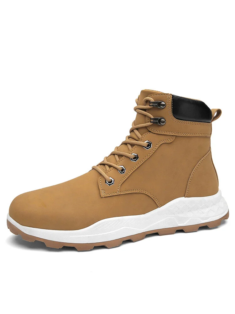 Men Outdoor Waterproof Slip Resistant Lace Up Casual Ankle Boots